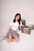 Falda Short de Tablones - Gris sarga