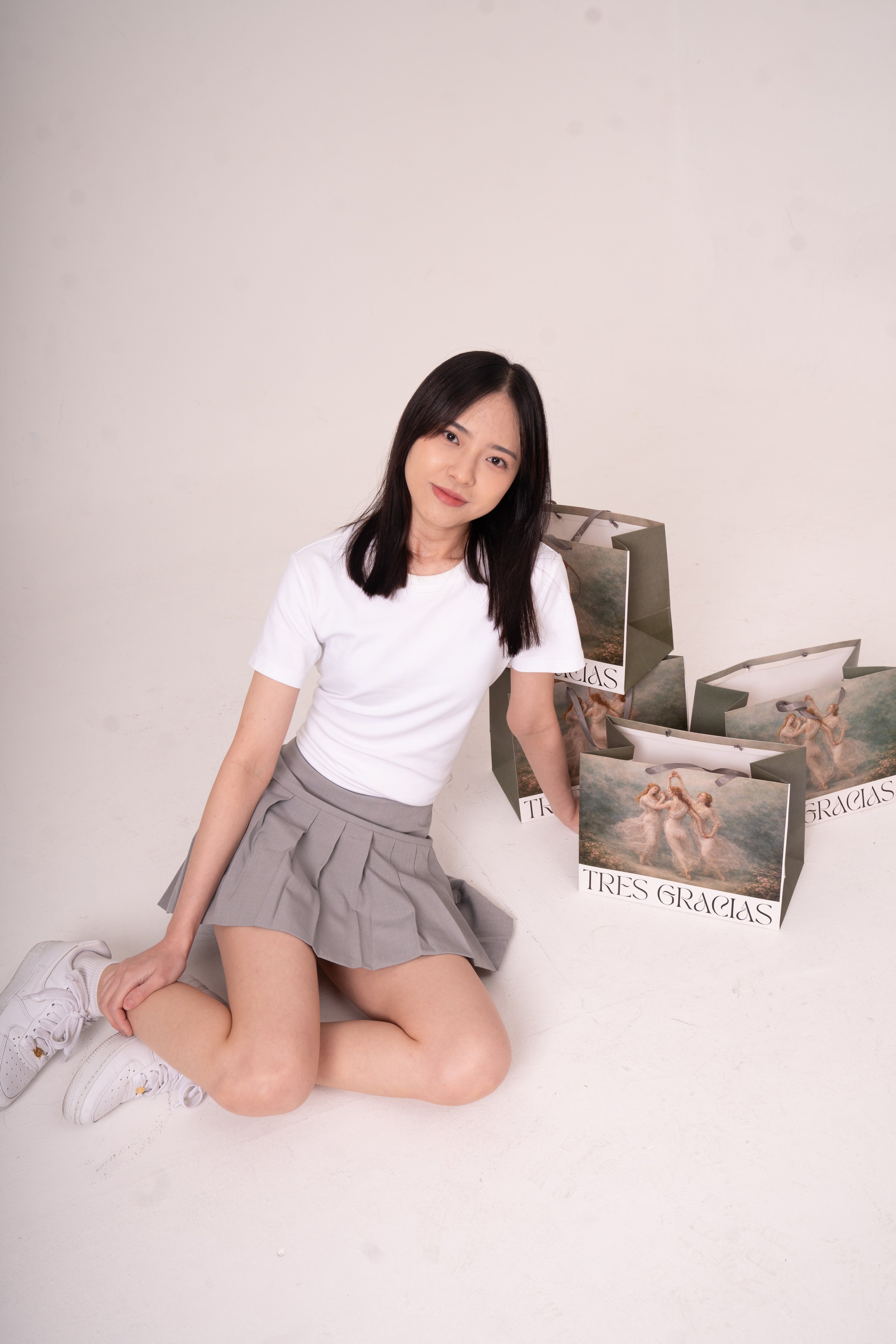 Falda Short de Tablones - Gris sarga