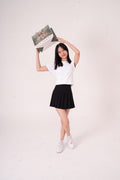 Falda Short de Tablones - Negro sarga
